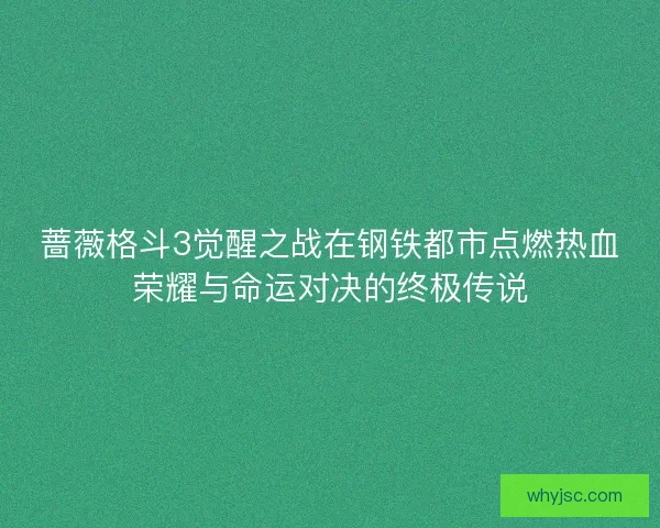 蔷薇格斗3觉醒之战在钢铁都市点燃热血荣耀与命运对决的终极传说