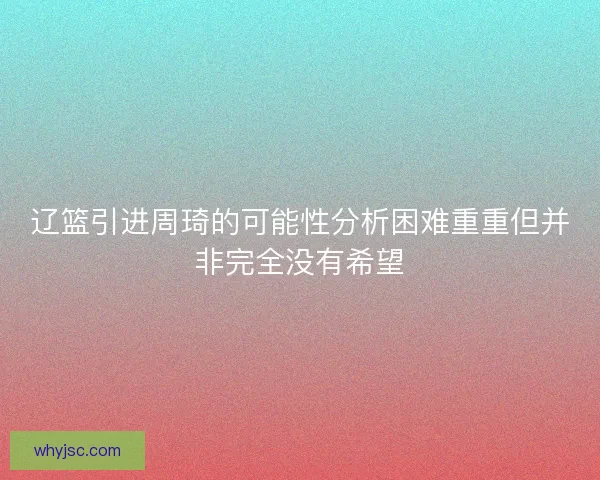 辽篮引进周琦的可能性分析困难重重但并非完全没有希望