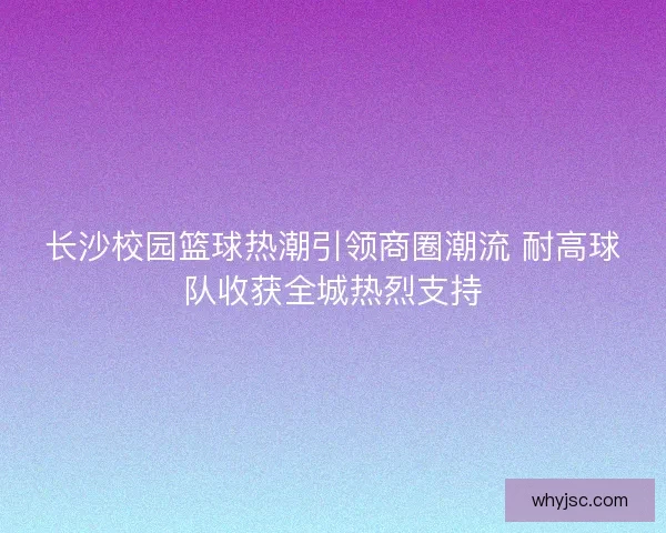 长沙校园篮球热潮引领商圈潮流 耐高球队收获全城热烈支持